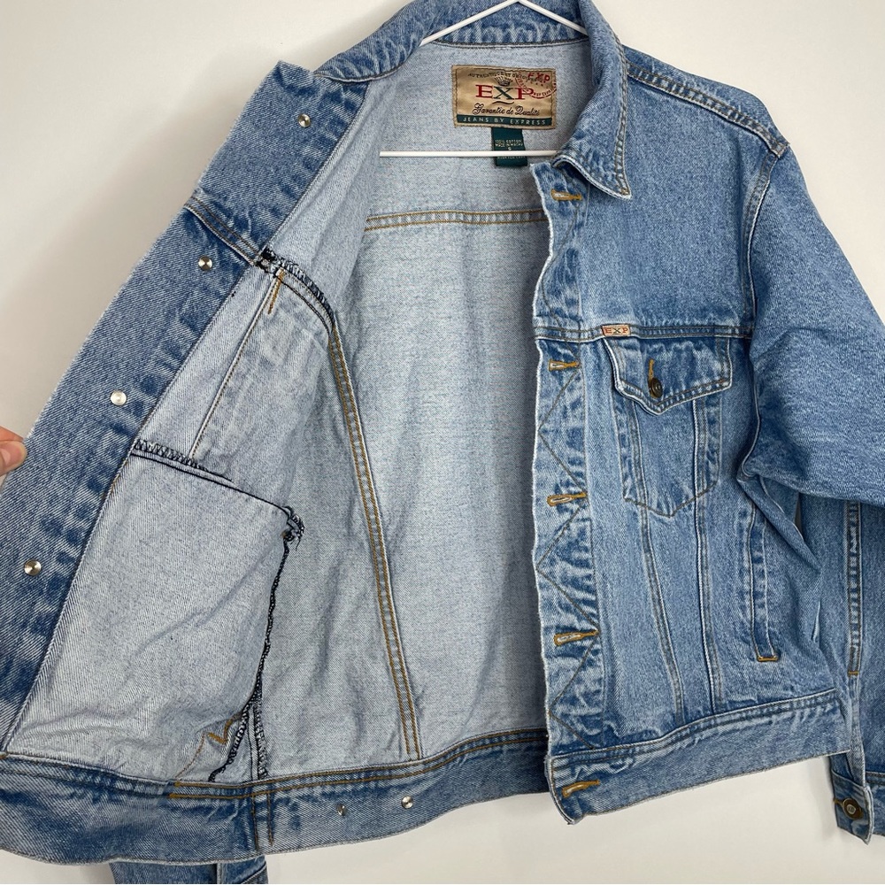 Vintage 90's EXP Jeans By Express Blue Denim Trucker Jacket - Picture 8 of 10